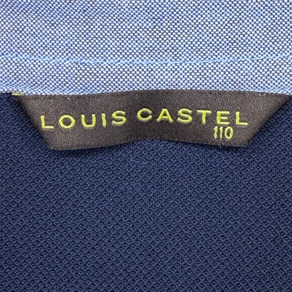 LOUIS CASTEL Mens Navy Blue Long Sleeve Polo Shirt All Over Pattern Size 110 - Picture 7 of 9
